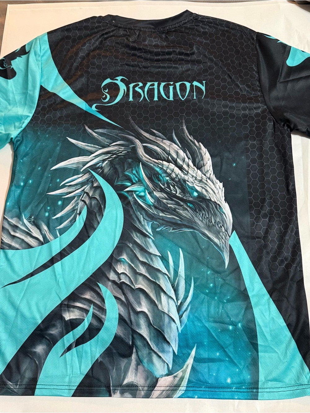 NWOT 2 pack 1 Red & 1 Teal Dragon Graphic both sides T-shirts Tees size Medium - Picture 4 of 13